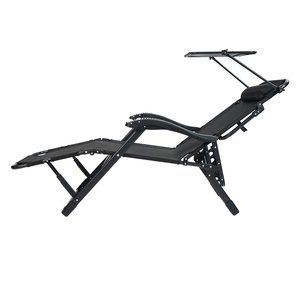 Silla Plegable Ajustable para Exteriores, Silla de Descanso para Tomar el Sol con Parasol, Silla de Gravedad Cero de Doble Uso - Product Image 6
