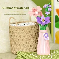 Nouveau 1007 ensemble de blocs de construction en plastique comprend un vase tournesol rose et un jouet d'assemblage de vase à fleurs éternelles pour filles et garçons