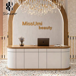 Wholesale Italy Best Selling Curved Luxury Spa Nail Salon Counter Front <b>Table</b> Custom Sizes Modern Beauty Salon Reception Desk - Product Image 1