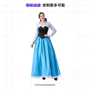 Disfraz de Princesa Ariel de la Sirenita para Mujer Adulta, Vestido Azul de Manga Larga con Lazo para Fiesta - Product Image 4