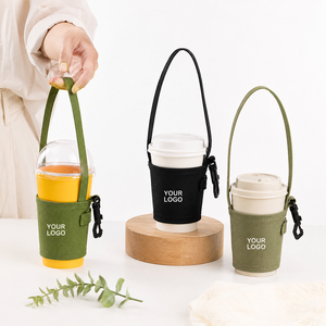 Sac fourre-tout en toile premium avec fond intégral et longue poignée en ruban, personnalisable avec logo, réutilisable pour le transport de boissons (café, lait, thé) - Product Image 2