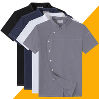 Op Maat Gemaakte Moderne Professionele Dames Zwart Grijs Cateringuniform Linnen Chef-Jas Jas Dragen Pak Kleding