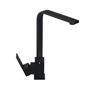 Reloj inteligente de cocina con caño de estreno mundial, rotación de 360 grados y luego grifo mezclador, grifo de lavabo de acero inoxidable para cocina, negro clásico - Product Image 1