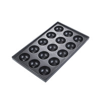 Poêle à frire en fonte pré-culottée robuste à 15 trous pour œufs et boulettes, plaque de cuisson pour boulettes de poulpe, pour machine à boulettes de poisson à gaz/électrique
