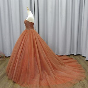 Jancember MZ0032 Robes de soirée princesse orange chérie avec manche détachable - Product Image 3
