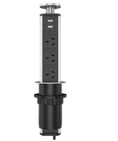 Prise de courant escamotable AU avec 3 prises et 2 ports USB pour table/bureau de cuisine / Prise électrique escamotable de 60 mm