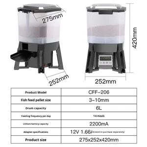 SUNSUN Distributeur automatique de nourriture pour poissons et carpes koï en plastique solaire, alimentation programmée intelligente, intérieur/extérieur, 110-240V, grande surface - Product Image 4