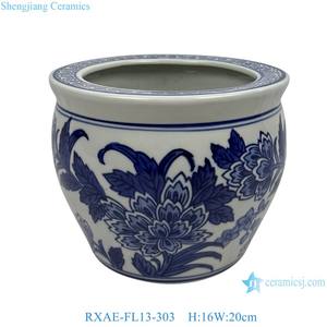 RXAE-FL ซีรี่ส์แฮนด์เมดสีฟ้าและสีขาวพอร์ซเลนตู้ปลาสไตล์จีนชามปลาเซรามิกหม้อชาวไร่ - Product Image 3