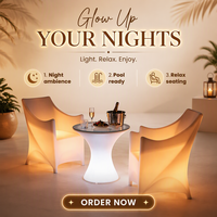 Meubles de bar d'extérieur modernes à LED lumineux, table basse et chaises lumineuses réglables en 16 couleurs pour hôtel, patio, fêtes et événements