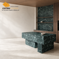 Buffet en marbre vert Alpi Cotrustone, meuble de rangement en pierre naturelle, taille personnalisée, style moderne pour maison, villa, hôtel