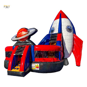 Razzo nave spaziale Kidzone Bounce House Combo scivolo d'acqua commerciale gonfiabile saltare in aria saltatore gonfiabile castello di salto gonfiabile - Product Image 1