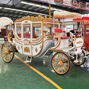Calèche royale de luxe traînée par des chevaux pour proposition de mariage en plein air, festival commercial, accessoire décoratif - Product Image 5