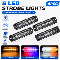 Lámpara de Advertencia LED de 6 Luces, 12v 24v, Luz Estroboscópica para Parrilla, Barra LED Indicadora, Luces Laterales, Accesorios para Camiones, Amarillo, Blanco, Azul