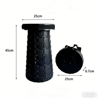 Tabouret pliable rétractable portable Tabouret télescopique extensible en plastique personnalisé noir pour enfants et adultes