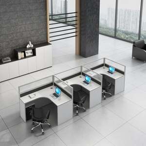 Foshan ha personalizzato il lusso moderno 1 2 3 4 6-persona scrivania da ufficio bianco nero minimalista bianco pannello di legno tavoli da ufficio piccola scrivania da ufficio - Product Image 1