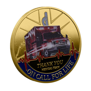 Moneda Conmemorativa de Metal, Artesaní<span class=keywords><strong>a</strong></span> Personalizada con Temática Médica, Recuerdo de <span class=keywords><strong>Ambulancia</strong></span>, Línea de Vida, Texto de Oración, Agradecimiento - Product Image 2
