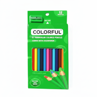 Ensemble de crayons de couleur triangulaires de 12 couleurs avec taille-crayon pour enfants, dessin artistique scolaire, logo personnalisé disponible