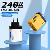 Pengisi Daya Cepat GaN 240W 5-Port (3PD+2QC) USB C untuk Laptop/Ponsel/Tablet Pengisian Cepat PD3.1 OEM/ODM Tersedia