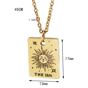 Colgante de astrología cuadrado de acero inoxidable chapado en oro de 18K para mujer, Horóscopo de 12 signos <span class=keywords><strong>del</strong></span> zodiaco, joyería, collar de tarjeta de Tarot - Product Image 2