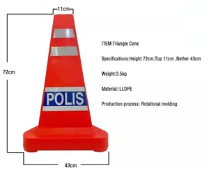 Cône de signalisation routière flexible à trois faces, réflecteur, marqueur triangulaire, cône routier flexible en LDPE rotomoulé pour la circulation - Product Image 4