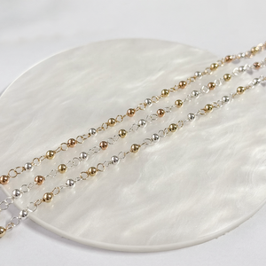 ヴィンテージ新品手作りゴールド充填3MMビーズチェーンパーマネントジュエリーDIY作り繊細なローズゴールドスターリングシルバーボールツイストチェーン - Product Image 6