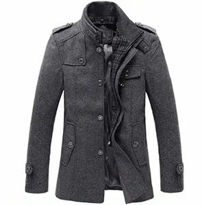 Yali Neuankömmling beste Qualität Winter bequem warm grau schlichte westliche Wolle Männer Mäntel und Jacken