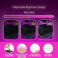 Miroir Néon Tendance 2026 : Décoration Murale LED Rose Esthétique à Intensité Variable, Publicitaire, Étanche IPX3 pour Chambre de Fille