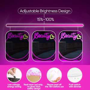 Magnifique miroir mural avec éclairage LED rose néon, affichage personnalisé pour les chambres à coucher, les salons, les centres commerciaux - Product Image 4