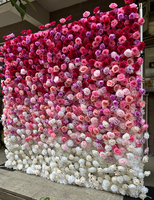 Mur de fleurs artificielles fait main pour mariage et Saint-Valentin, 2,4 m x 2,4 m, roses en tissu blanc, violet et rose, décoration murale 3D