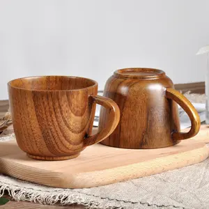 Tasse créative en bois de jujube avec poignée pour usage quotidien – Idéale pour le thé, le café, l'eau et le lait - Product Image 3