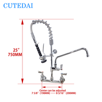 Robinet de cuisine moderne à débit contrôlé, finition électrolytique, noyau de valve en acier inoxydable, utilisation hôtelière, construction en laiton, 4-8 pouces