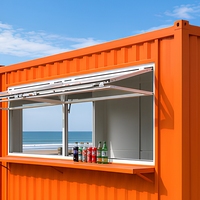 Kiosque à crème glacée orange vif avec fenêtre de service escamotable, stand alimentaire en acier, cabine de vente portable