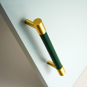 Koppalive Echt leder Messing Nieten zieht Knöpfe Griffe für Schublade Kommode und Möbel tür - Product Image 4