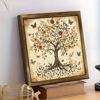 Cadre photo en bois style peinture à l'huile rétro, motifs variés au choix, pour décoration intérieure, artisanat et portraits