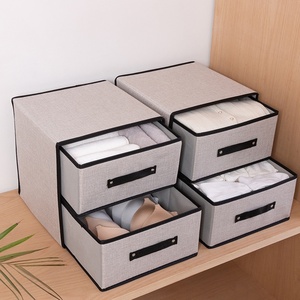 Boîte de rangement pliable de style japonais en tissu lavable, anti-poussière et anti-humidité, de type tiroir, pour soutiens-gorge, pour l'exportation - Product Image 4