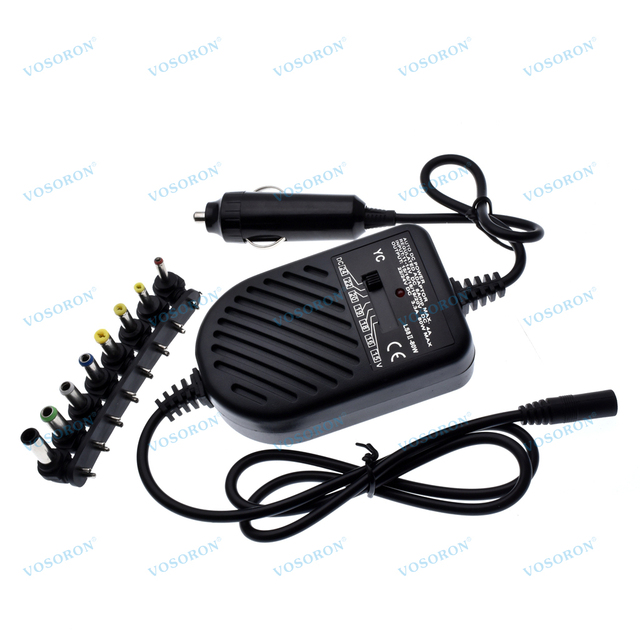 Universal 80W DC Plug-In ABS Car Laptop Adapter with 8 Detachable Plugs Adjustable Power Supply for Car Laptop & Notebook