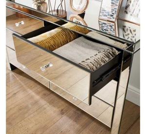 <span class=keywords><strong>Commode</strong></span> à <span class=keywords><strong>6</strong></span> <span class=keywords><strong>tiroirs</strong></span> en bois de pin miroir moderne de style parisien pour chambre à coucher, grande console de rangement - Product Image 6