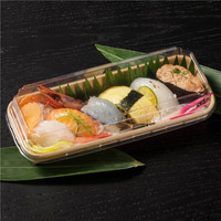 Barquettes à sushi en papier kraft de haute qualité, luxueuses, anti-fuites, portables, de qualité alimentaire, avec couvercle, pour la restauration