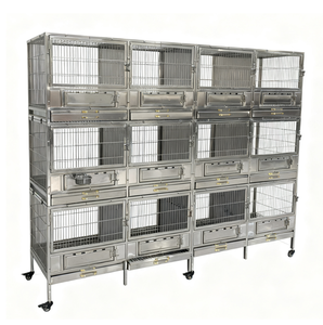 Gabbia per Uccelli e Pappagalli a Tre Piani in Acciaio Inox, Design Semplice, Facile da Pulire, Confezione Argento - Product Image 3