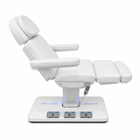Fauteuil de beauté électrique à 3 moteurs, inclinable, pour soins du visage, avec base intégrée, pédales, lumière ambiante LED pour salon, spa, studio
