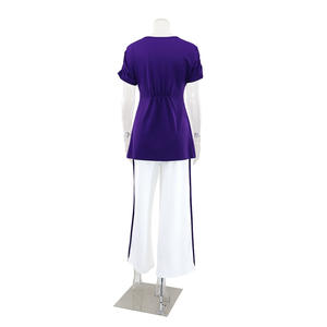Completo da Donna Estivo Elegante da Ufficio 2 Pezzi con Top a Maniche Elastiche, Scollo a V e Spacco con Bottoni - Offerta Imperdibile - Product Image 5