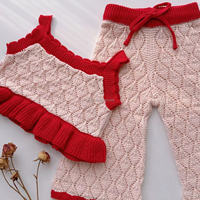 Ensemble d'été pour petite fille : débardeur en maille respirante à motif quadrillé et pantalon ample – Tenue de plage en tricot