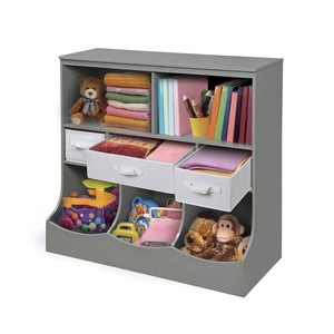 Cube de rangement de livres en bois pour meubles, organisateur de salon pour enfants, <span class=keywords><strong>blanc</strong></span> personnalisé, armoire pour enfants avec tiroir en tissu - Product Image 2