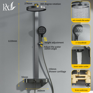 ชุดฝักบัวผสมน้ำร้อนน้ำเย็นแบบติดผนังอเนกประสงค์ยี่ห้อ YaKe พร้อมหัวฝักบัวแบบมือถือ ระบบฝักบัวแบบเรนชาวเวอร์ และชุดก๊อกน้ำสำหรับห้องน้ำ - Product Image 2