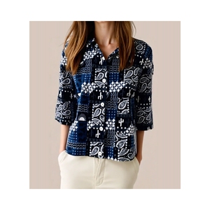Camisa de verano personalizable para mujer, ropa de calle sostenible con estampado elegante, fabricante de Vietnam, entrega rápida, tejido lavable - Product Image 1