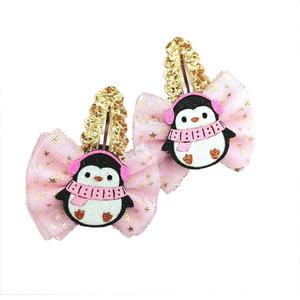 Ensemble de 2 pinces à cheveux pour bébé avec paillettes de dessin animé, tissu brillant à paillettes, accessoires pour cheveux d'enfants pour les fêtes - Product Image 6