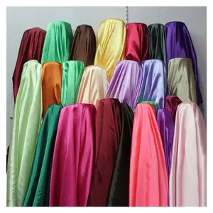 6098 uzun saten gecelik kumaş toptan düz renk streç Polyester kumaş ipek saten kumaşlar tekstil giyim düğün için