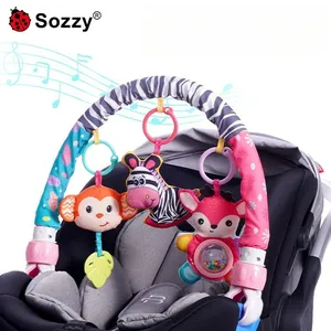 2023 nouveau logo personnalisé animal zèbre bébé Musical bébé mobile poussettes landau jouets bébé berceau arc jouets
