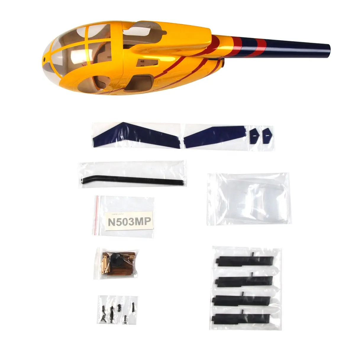 Hélicoptère Fuselage Jouets Chaude 450 taille MD500E Jaune-Bleu Peinture RC Air Avion