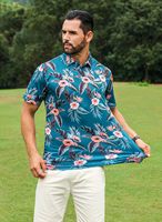 Chemises de golf hawaïennes à manches courtes pour hommes Maillot évacuant l'humidité Imprimé à la mode Anti-boulochage pour polos pour hommes